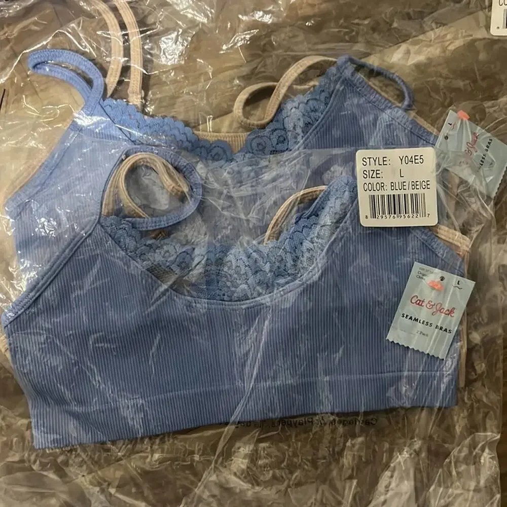 Cat & Jack Girls' 2pk Seamless Lace Bra SIZE L NWT YOU GET 4